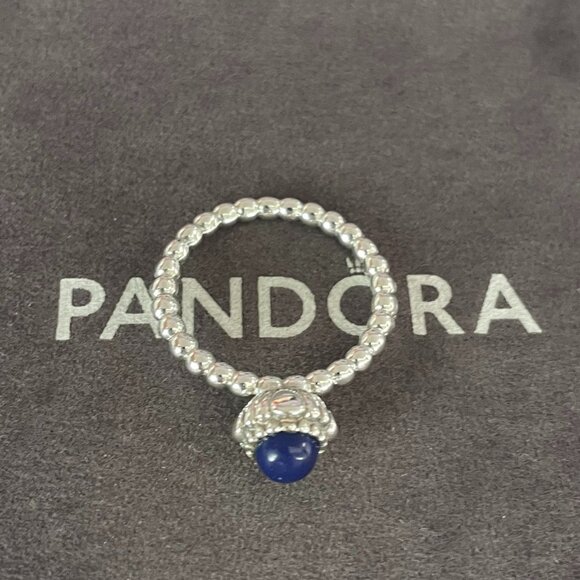 Pandora September Sea Blue Birthstone Ring - Picture 1 of 5